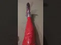 Making pattern for thigh high socks or leg warmers with cling wrap and duct tape