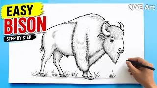 How to Draw an American Bison Step by Step | Easy Bison Drawing
