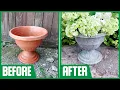 PSEUDO-STONE PLANTER out of a PLASTIC ONE DIY do it yourself Free tutorial Garden design