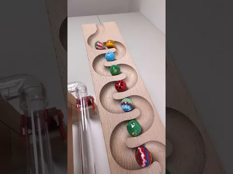 marble Run Race ASMR #299 Wooden Wave Course Colorful Marbles   #marblerun #marblerunrace #asmr