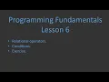 Programming Fundamentals with C - Lesson 6