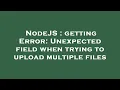 NodeJS getting Error Unexpected field when trying to upload multiple files