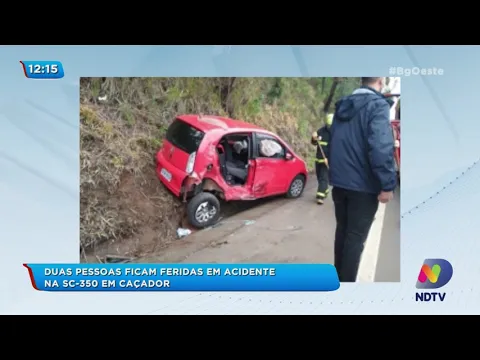 Duas pessoas ficam feridas em acidente na SC-350 em Caçador