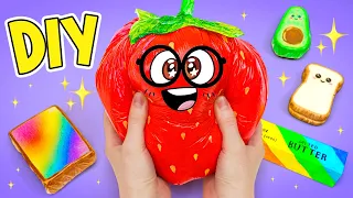 كيفية صنع دمى طعام لطيفة قابلة للعصر! 🍞🍓 أعمال يدوية سهلة من سلايم سام