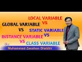 Types of Variables in Language Local Global Static Instance Class Variables in OOP