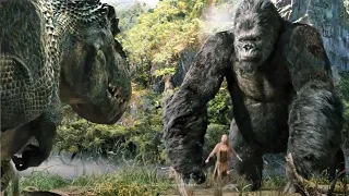 غوريلا ضخمه تنقذ فتاه من ديناصور ضخم ثم تقع فى حبها ملخص فيلم King Kong 