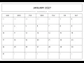January 2027 Calendar PDF Free Printable January 2027 Calendar PDF Free A4 US Letter Templates