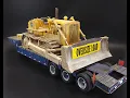 Lagu Caterpillar D8 Bulldozer and LowBoy Trailer 1/25 Scale Model Kit Build Review Weathering AMT1218