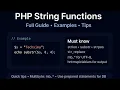 PHP String Functions Explained Full Guide with Examples strlen substr strpos str - replace