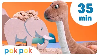 35 MINUTES of Dinosaurs Animal Adventures Low Stimulation Learning Pok Pok