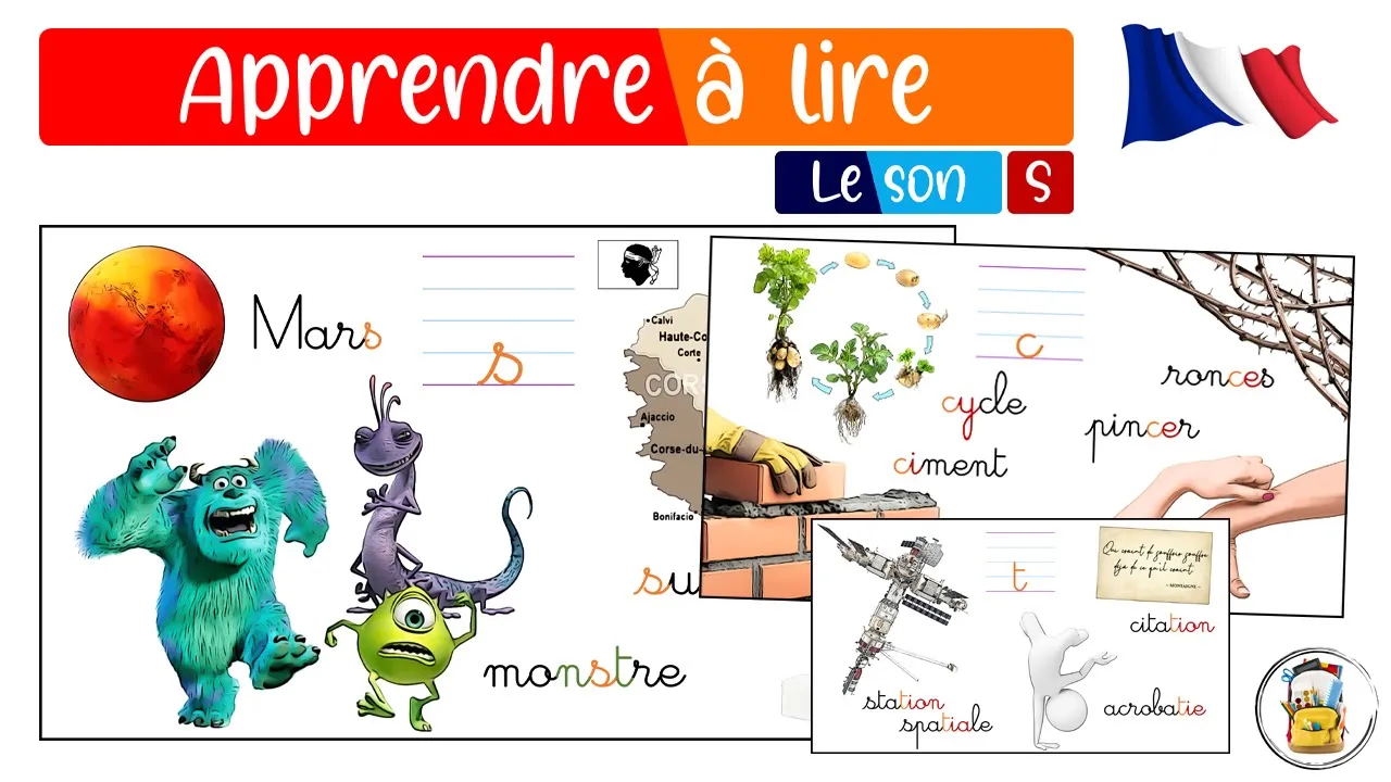 Le Son S, SS, Ç, C, SC [s] - Tous Les Sons Du CP En Image - Apprendre Le Français (Lire, Écrire)