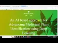 Medicinal Herbs Identification Python Machine Learning IEEE Final Year Project
