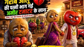 आलू को छोड़कर टमाटर के साथ भाग गई आलूरी 😂🥔🍅 | Funny Comedy Video | Cartoon Story