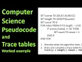 iGCSE Computer Science pseudocode trace table Question