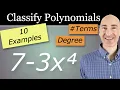 How to Classify Polynomials by Degree and Number of Terms 10 Examples