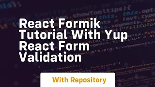 react formik tutorial with yup react form validation