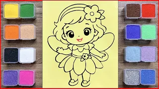 Vẽ tô màu tranh cát nàng tiên chibi nhỏ bé (Chim Xinh channel)