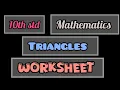 Triangles 10th std mathematics worksheet LearnFromTheBestOne