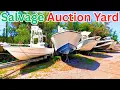 TONS of Salvage Boats AUCTION YARD Harbor Yacht Tours