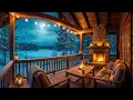 Lagu Gentle Winter Jazz ❄️ Cozy Cabin Balcony with Fireplace \u0026 Snowfall for Peaceful Mind, Relaxation 🔥