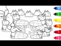 Wheels on The Bus Peppa Pig Friends Together Coloring Pages Book Learning Drawing s For Kids