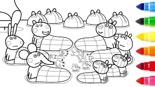 Wheels on The Bus Peppa Pig Friends Together Coloring Pages Book Learning Drawing s For Kids