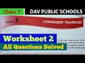 DAV class 7 maths chapter 9 Congruent triangles worksheet 2
