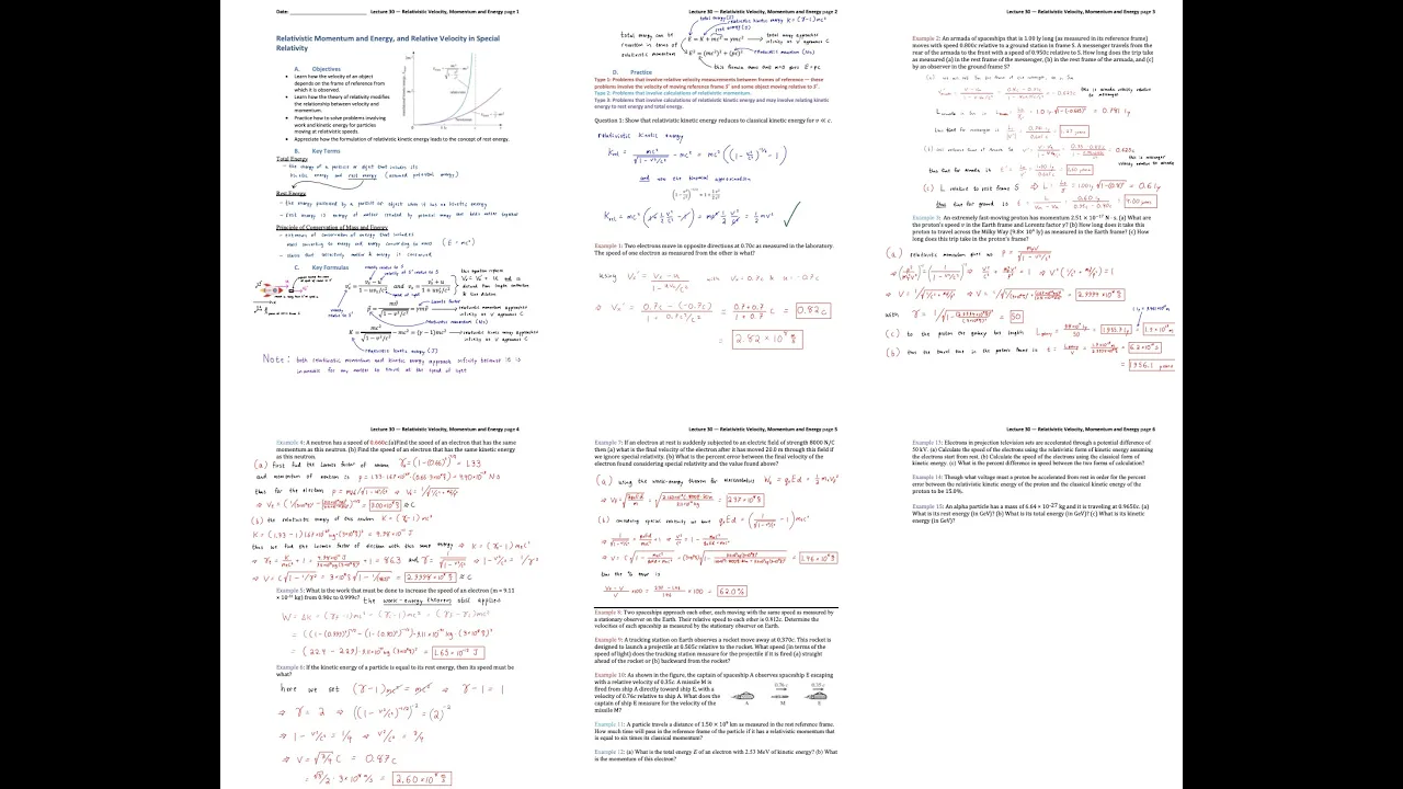 Lecture 30 — Relativistic Momentum, Relative Velocity, and Energy