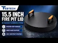 FEBTECH 15 5 Round Fire Pit Lid Cover - Steel Snuffer Lid with Wooden Handles