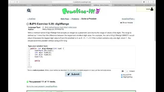 Exercise 5 20 digitRange Java Tutorial Practice-It