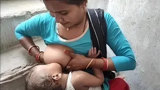 Baby feeding Desi village sister-in-law breastfeeding