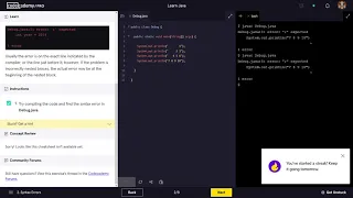 Learn Java - 9 0 Java Debugging Codecademy Walkthrough