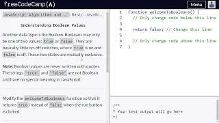 Understanding Boolean values - freeCodeCamp 58 Basic JavaScript