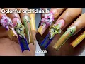 Colorful Orchid Polygel Nails Polygel nail extensions 3d sculpted flowers Spring nails