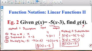 Function Notation Linear Functions II