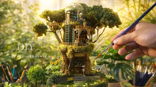 DIY☺︎miniature ~夏の思い出~皆んなのアイデアから生まれた秘密のツリーハウスを作る。