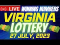 Virginia Night Lottery Results July 27 2023 - Pick 3