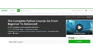 Udemy Coupon The Complete Python Course Go From Beginner To Advanced