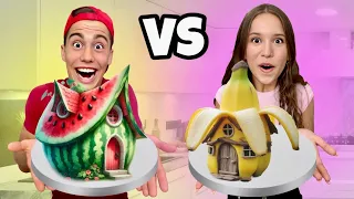 ¿Quién Construye La CASA más CREATIVA con frutas? Reto de comida