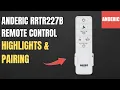 Anderic RRTR227B Ceiling Fan Remote Control for Hampton Bay Hubspace - Highlights Pairing