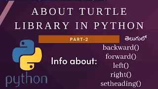 About Turtle Library in Python Telugu Part-2 Python Turtle Graphics fd back left right setheading