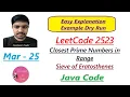 Closest Prime Numbers in Range LeetCode 2523 Sieve of Eratosthenes Java Code Developer Coder