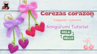 How to crochet a Cherry Heart Pendant for Valentine's Day | Amigurumi Tutorial | ENG/SPA