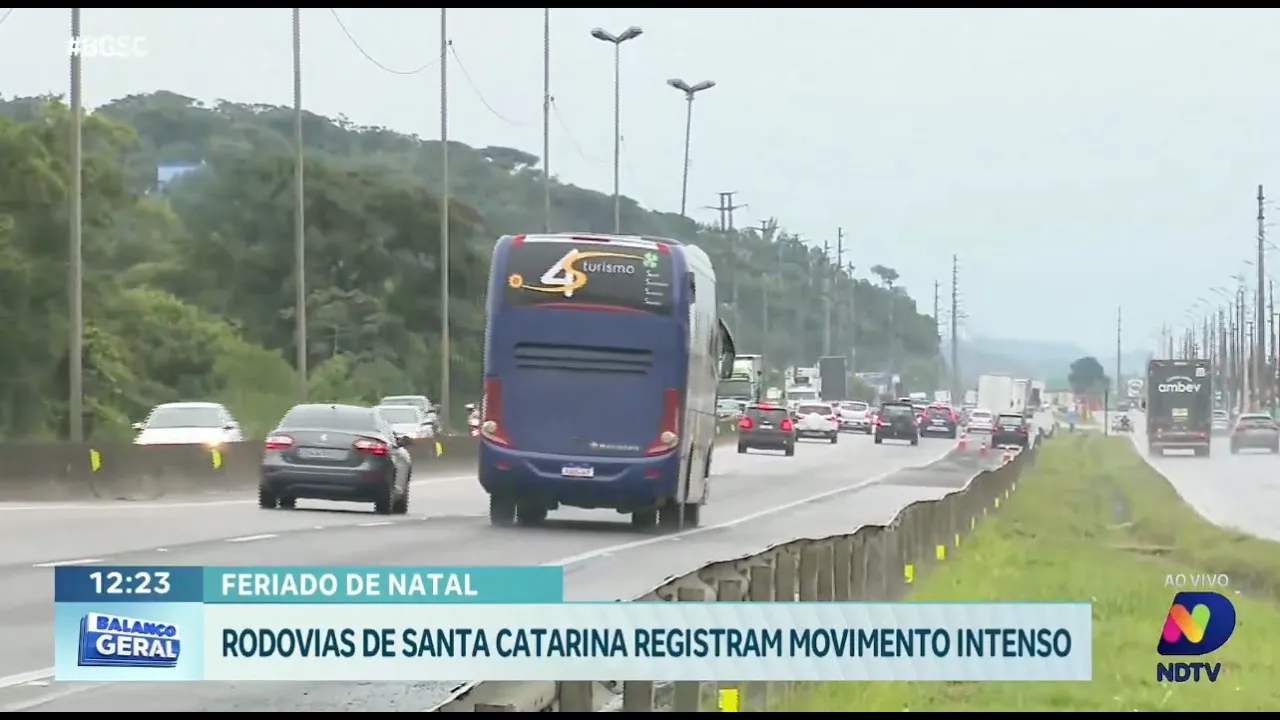Movimento intenso nas rodovias de Santa Catarina marca o início das festas de fim de ano