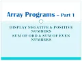 ICSE Negative Positive Sum of Odd and Even Arrays Programs Java