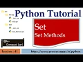 Python Tutorial for Beginners Set Operations union intersection difference subset etc