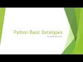 Python Data Types for Beginners - Tutorial