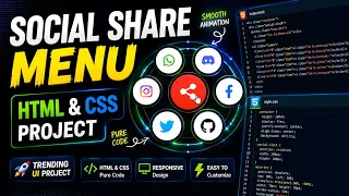 Animated Circular Social Media Menu using HTML CSS Pure CSS Popup Share Button