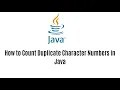How to count Duplicate character Number in Java