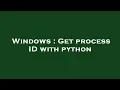 Windows Get process ID with python